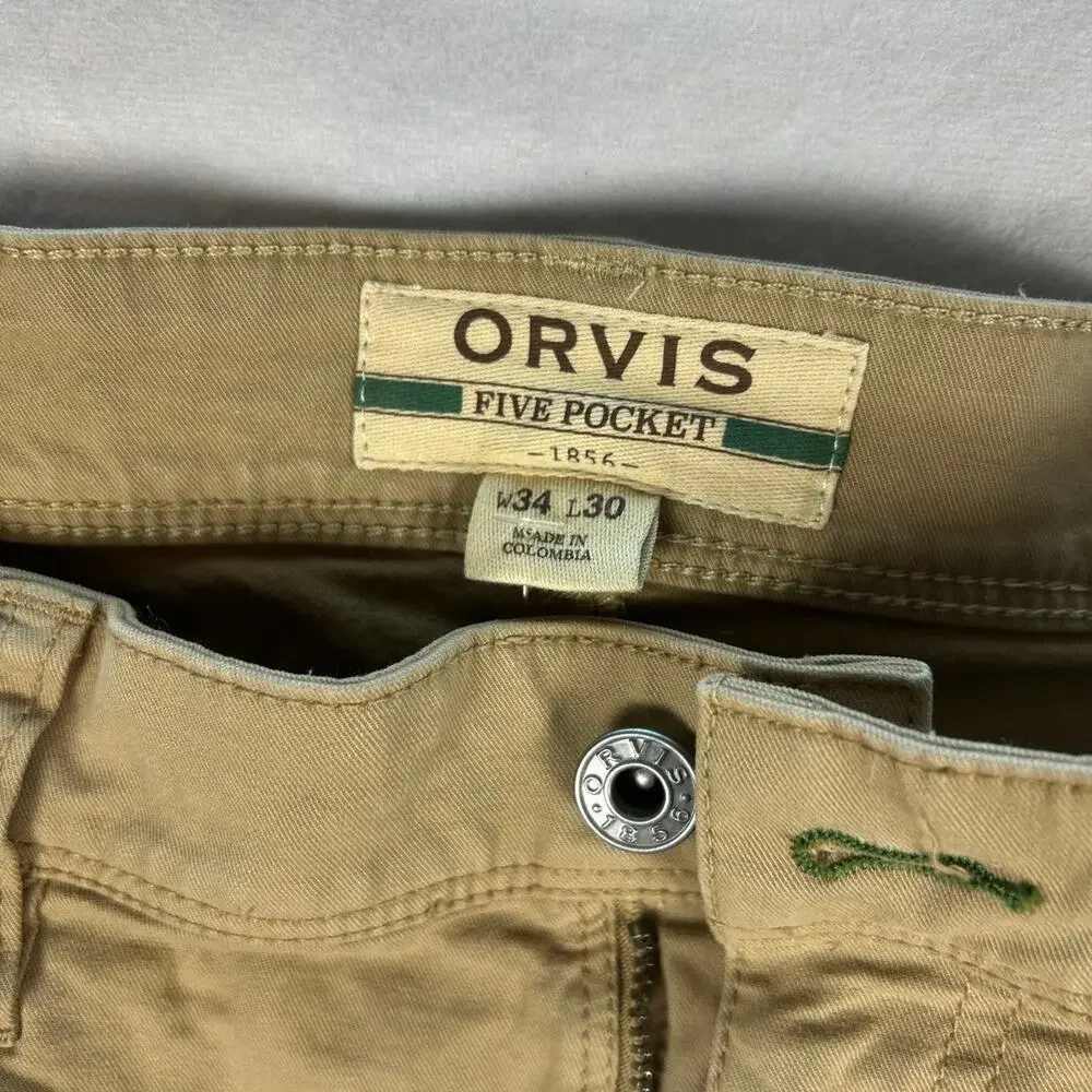 NWT Orvis Five-Pocket Stretch Twill Pants – Desert Khaki W34 L30 – MSRP $109